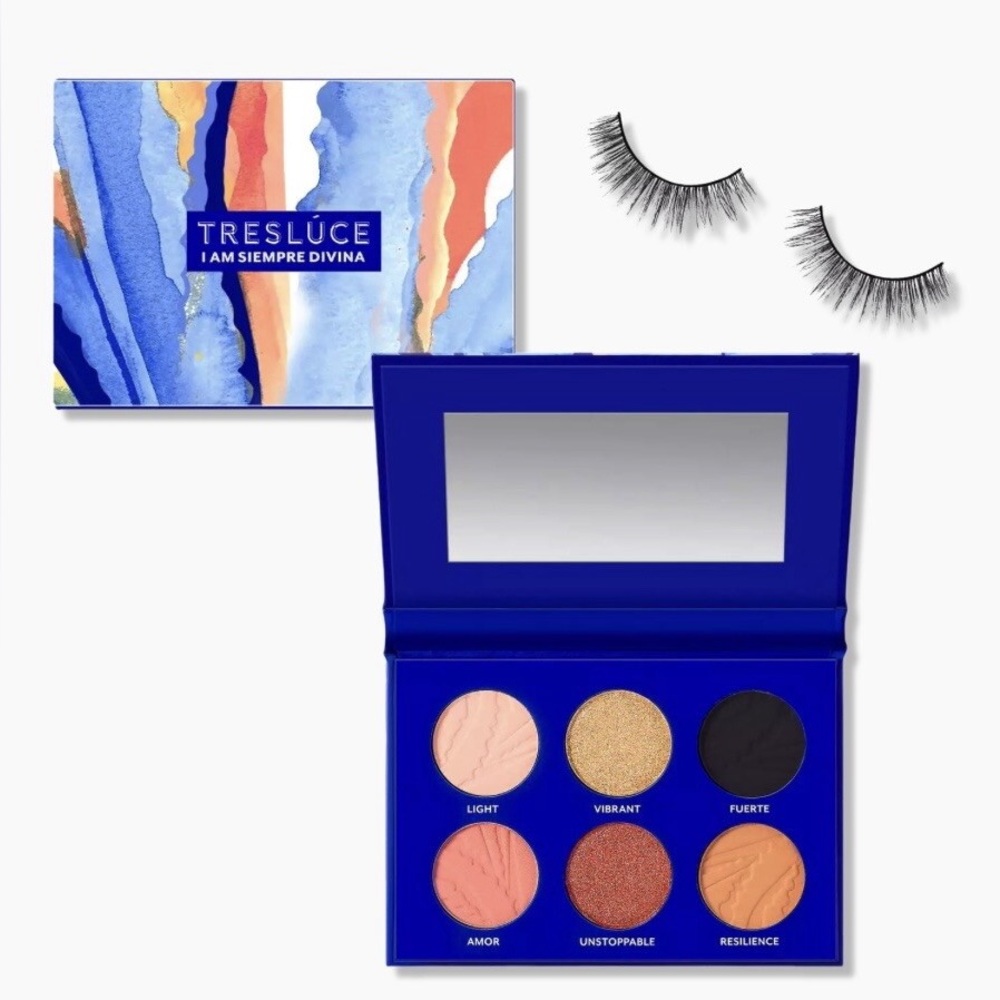 TRESLUĆE Beauty “I Am Siempre Divina” 6 Pan Shadow Palette + Lashes + Brush Set